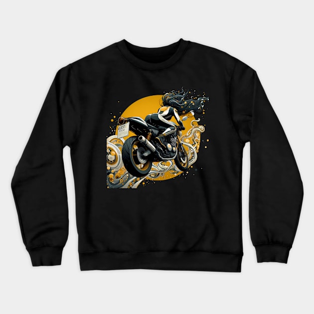 Motorcycle Girl Crewneck Sweatshirt by newozzorder